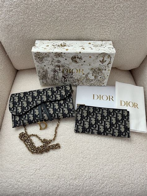 saddle long wallet dior black|christian dior wallet on chain.